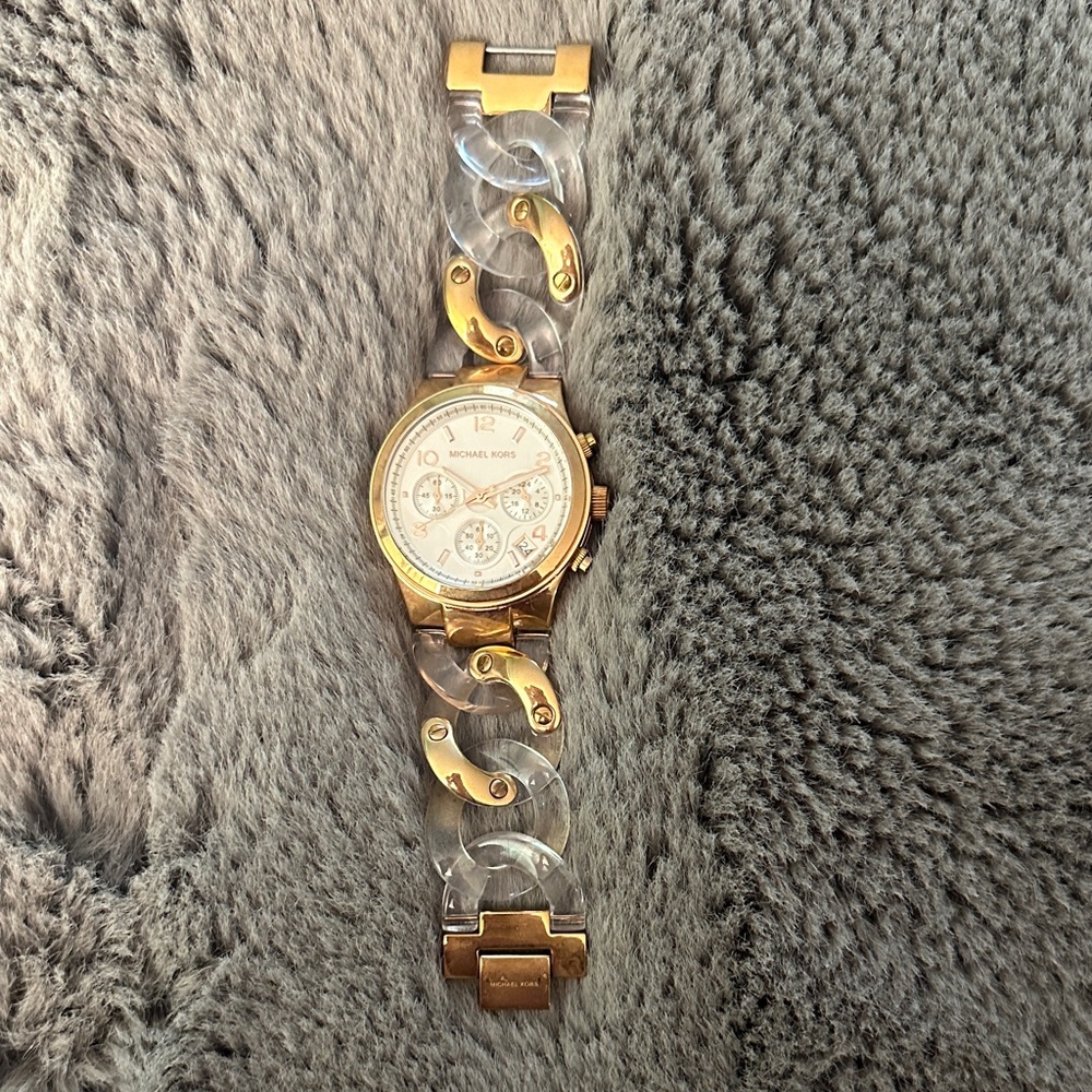 Michael Kors Gold and Clear Women's Watch